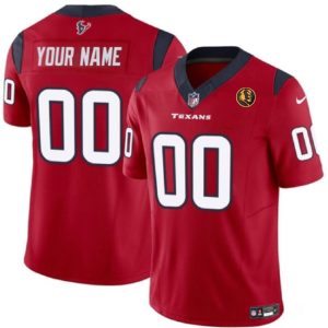 Men Houston Texans Active Player Custom Red 2023 F.U.S.E. With John Madden Patch Vapor Limited Football Stitched Jersey