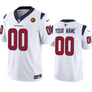 Men Houston Texans Active Player Custom White 2023 F.U.S.E. With John Madden Patch Vapor Limited Football Stitched Jersey