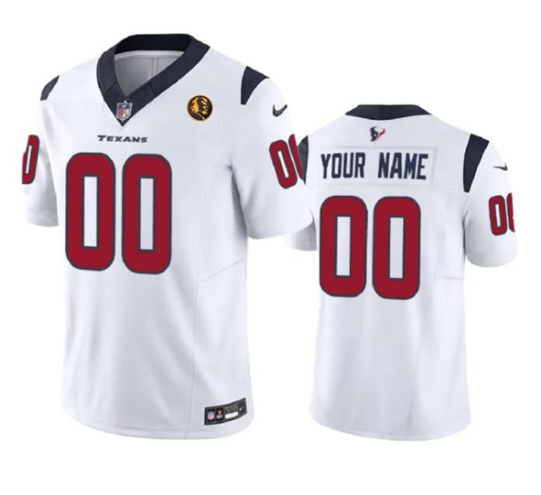 Men Houston Texans Active Player Custom White 2023 F.U.S.E. With John Madden Patch Vapor Limited Football Stitched Jersey