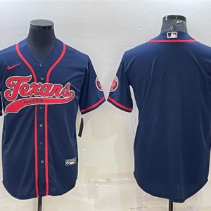 Men Houston Texans Blank Navy With Patch Cool Base Stitched Baseball Jersey