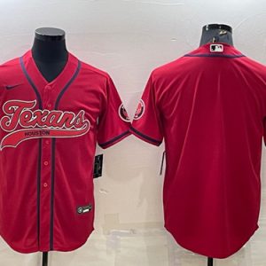 Men Houston Texans Blank Red With Patch Cool Base Stitched Baseball Jersey