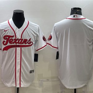 Men Houston Texans Blank White With Patch Cool Base Stitched Baseball Jersey