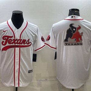 Men Houston Texans White Team Big Logo With Patch Cool Base Stitched Baseball Jersey