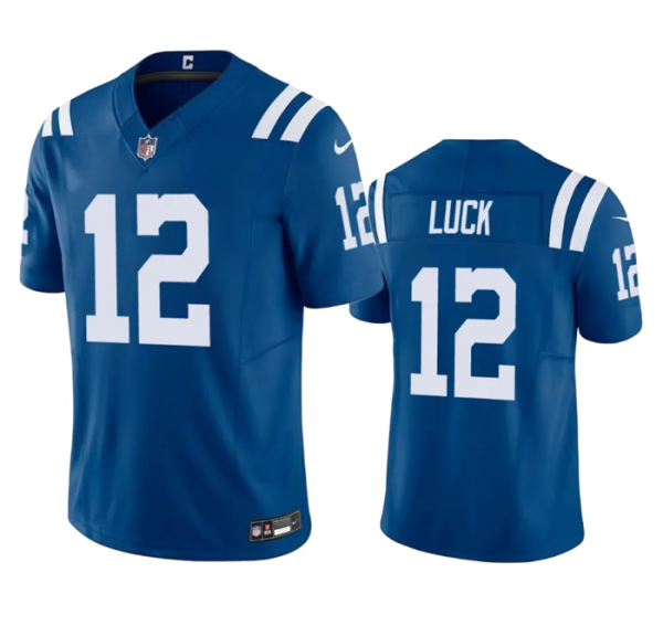 Men Indianapolis Colts #12 Andrew Luck Blue 2023 F.U.S.E Vapor Untouchable Stitched Football Jersey