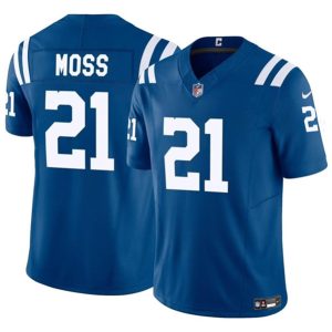 Men Indianapolis Colts #21 Zack Moss Blue 2023 F.U.S.E. Vapor Untouchable Limited Football Stitched Jersey