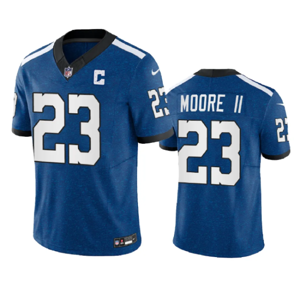 Men Indianapolis Colts #23 Kenny Moore II Royal 2023 F.U.S.E. Indiana Nights Limited Stitched Football Jersey