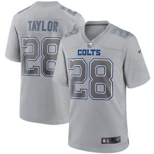 Men Indianapolis Colts #28 Jonathan Taylor Gray Atmosphere Fashion Stitched Game Jersey