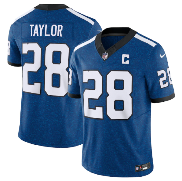 Men Indianapolis Colts #28 Jonathan Taylor Royal 2023 F.U.S.E. Indiana Nights Limited Stitched Football Jersey