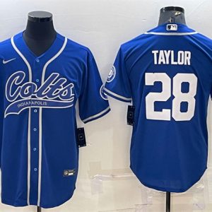 Men Indianapolis Colts #28 Jonathan Taylor Royal Cool Base Stitched Baseball Jersey