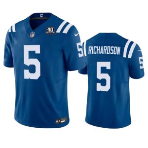 Men Indianapolis Colts #5 Anthony Richardson Blue 2023 F.U.S.E 40th Anniversary Vapor Untouchable Football Stitched Jersey