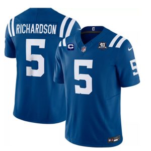 Men Indianapolis Colts #5 Anthony Richardson Blue 2023 F.U.S.E. 40th Anniversary With 1-Star C Patch Vapor Untouchable Limited Stitched Jersey