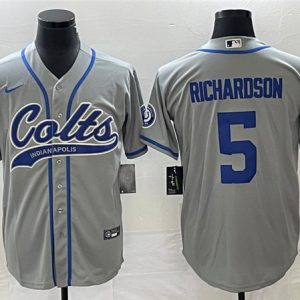 Men Indianapolis Colts #5 Anthony Richardson Gray Cool Base Stitched Baseball Jersey