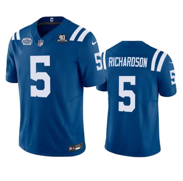 Men Indianapolis Colts #5 Anthony Richardson Royal 2023 F.U.S.E. Prem1ere Patch 40th Anniversary Vapor Untouchable Limited Football Stitched Jersey