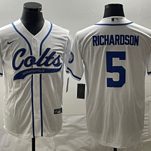 Men Indianapolis Colts #5 Anthony Richardson White Cool Base Stitched Baseball Jersey