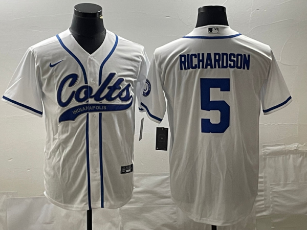 Men Indianapolis Colts #5 Anthony Richardson White Cool Base Stitched Baseball Jersey