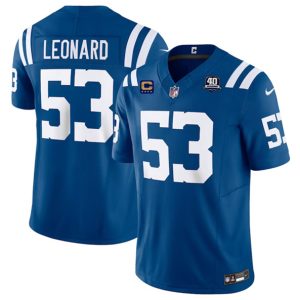 Men Indianapolis Colts #53 Shaquille Leonard Blue 2023 F.U.S.E. 40th Anniversary With 1-Star C Patch Vapor Untouchable Limited Stitched Jersey