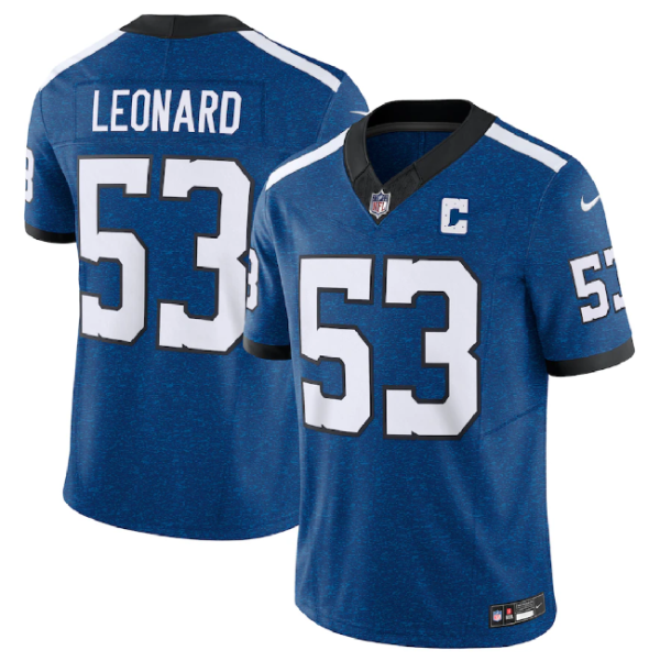 Men Indianapolis Colts #53 Shaquille Leonard Royal 2023 F.U.S.E. Indiana Nights Limited Stitched Football Jersey