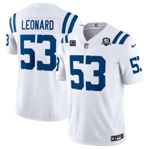 Men Indianapolis Colts #53 Shaquille Leonard White 2023 F.U.S.E. 40th Anniversary With 1-Star C Patch Vapor Untouchable Limited Stitched Jersey