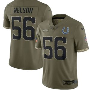 Men Indianapolis Colts #56 Quenton Nelson 2022 Olive Salute To Service Limited Stitched Jersey