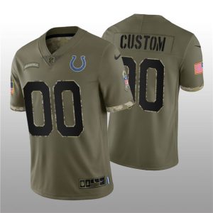 Men Indianapolis Colts Active Player Custom 2022 Olive Salute To Service Limited Stitched Jersey