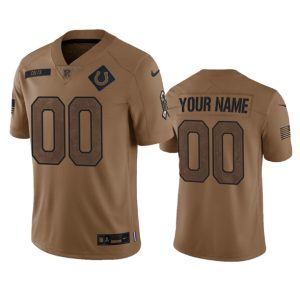 Men Indianapolis Colts Active Player Custom 2023 Brown Salute To Service Limited Football Stitched Jersey