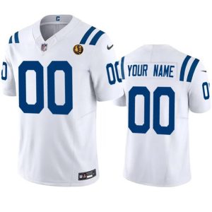 Men Indianapolis Colts Active Player Custom White 2023 F.U.S.E. With John Madden Patch Vapor Limited Football Stitched Jersey