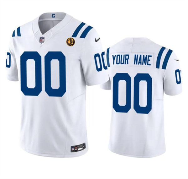 Men Indianapolis Colts Active Player Custom White 2023 F.U.S.E. With John Madden Patch Vapor Limited Football Stitched Jersey