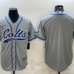 Men Indianapolis Colts Blank Gray Cool Base Stitched Baseball Jersey