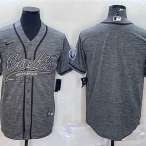 Men Indianapolis Colts Blank Gray With Patch Cool Base Stitched Baseball Jersey