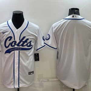 Men Indianapolis Colts Blank White Cool Base Stitched Baseball Jersey