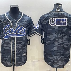 Men Indianapolis Colts Gray Camo Team Big Logo With Patch Cool Base Stitched Baseball Jersey