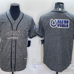 Men Indianapolis Colts Gray Team Big Logo With Patch Cool Base Stitched Baseball Jersey