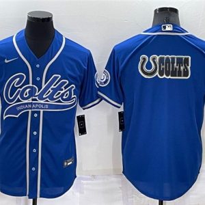 Men Indianapolis Colts Royal Team Big Logo With Patch Cool Base Stitched Baseball Jersey