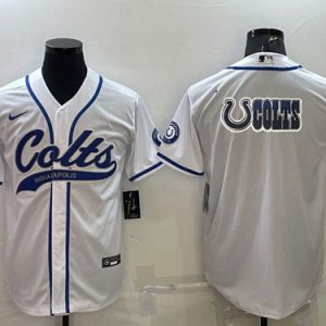 Men Indianapolis Colts White Team Big Logo With Patch Cool Base Stitched Baseball Jersey