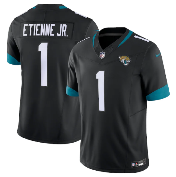 Men Jacksonville Jaguars #1 Travis Etienne Jr. Black 2023 F.U.S.E Vapor Untouchable Limited Football Stitched Jersey