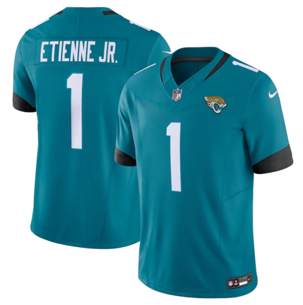 Men Jacksonville Jaguars #1 Travis Etienne Jr. Teal 2023 F.U.S.E. Vapor Untouchable Limited Stitched Jersey