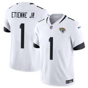 Men Jacksonville Jaguars #1 Travis Etienne Jr. White 2023 F.U.S.E Vapor Untouchable Limited Football Stitched Jersey