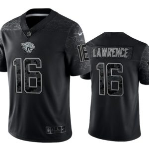 Men Jacksonville Jaguars #16 Trevor Lawrence Black Reflective Limited Stitched Football Jersey