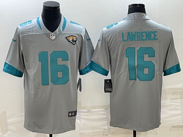 Men Jacksonville Jaguars #16 Trevor Lawrence Silver Stitched Jersey