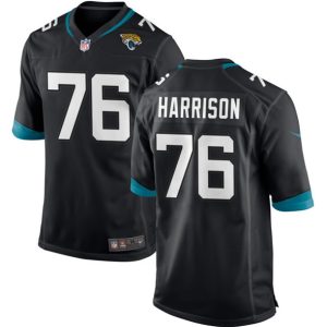 Men Jacksonville Jaguars #76 Anton Harrison Black 2023 Draft Stitched Game Jersey