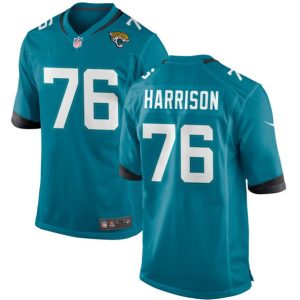 Men Jacksonville Jaguars #76 Anton Harrison Teal 2023 Draft Stitched Game Jersey