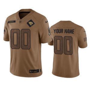 Men Jacksonville Jaguars Active Player Custom 2023 Brown Salute To Service Limited Football Stitched Jersey