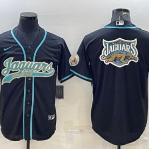 Men Jacksonville Jaguars Black Team Big Logo With Patch Cool Base Stitched Baseball Jersey