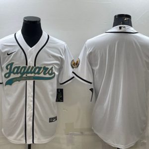 Men Jacksonville Jaguars Blank White With Patch Cool Base Stitched Baseball Jersey