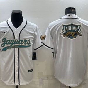 Men Jacksonville Jaguars White Team Big Logo With Patch Cool Base Stitched Baseball Jersey