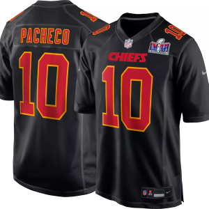 Men Kansas City Chiefs #10 Isiah Pacheco Black 2024 Super Bowl LVIII Patch Limited Football Stitched Game Jersey