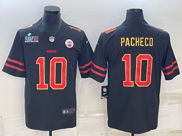 Men Kansas City Chiefs #10 Isiah Pacheco Black Red Gold Super Bowl LVII Patch Vapor Untouchable Limited Stitched Jersey