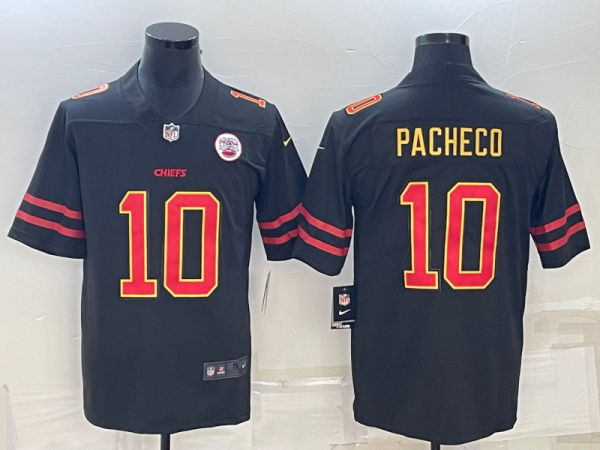 Men Kansas City Chiefs #10 Isiah Pacheco Black Red Gold Vapor Untouchable Limited Stitched Jersey