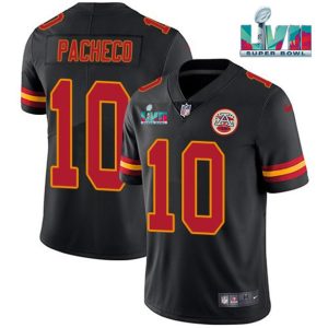 Men Kansas City Chiefs #10 Isiah Pacheco Black Super Bowl LVII Patch Vapor Untouchable Limited Stitched Jersey