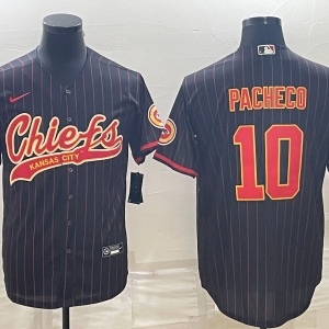 Men Kansas City Chiefs #10 Isiah Pacheco Black With Patch Cool Base Stitched Baseball Jersey